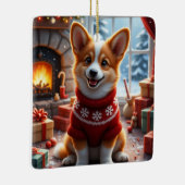 Corgi-Weihnachtskunst Keramikornament (Rechts)