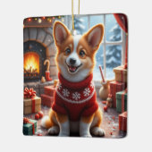 Corgi-Weihnachtskunst Keramikornament (Links)
