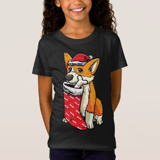 Corgi Weihnachtsmannmütze Christmas Pajama Niedlic T-Shirt (Vorderseite)