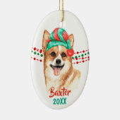 Corgi Weihnachtsmannmütze Holiday String Beads Keramik Ornament (Rechts)