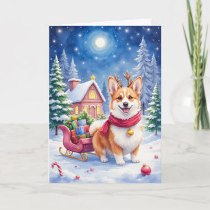 Corgi Weihnachtsmanns Rentiere Weihnachten Ferien  Karte