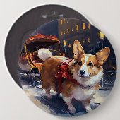 Corgi Weihnachtssaison Button (Vorne & Hinten)