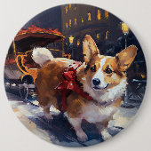 Corgi Weihnachtssaison Button (Vorderseite)
