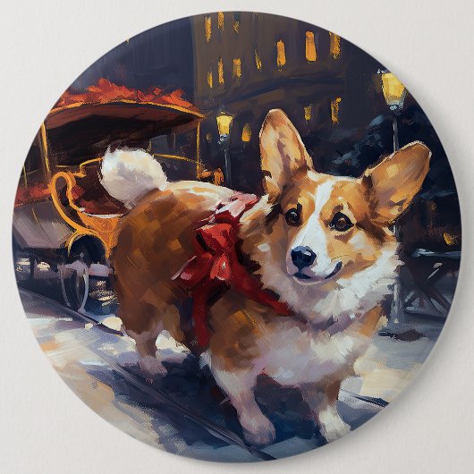 Corgi Weihnachtssaison Button (Vorderseite)