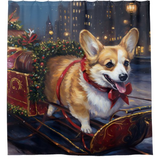 Corgi Weihnachtssaison Duschvorhang (Vorderseite)