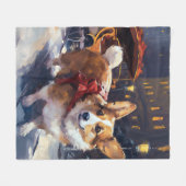 Corgi Weihnachtssaison Fleecedecke (Vorderseite (Horizontal))