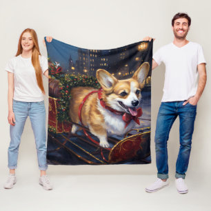 Corgi Weihnachtssaison Fleecedecke