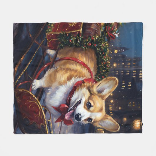 Corgi Weihnachtssaison Fleecedecke (Vorderseite (Horizontal))
