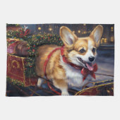 Corgi Weihnachtssaison Geschirrtuch (Horizontal)
