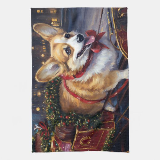 Corgi Weihnachtssaison Geschirrtuch (Vertikal)