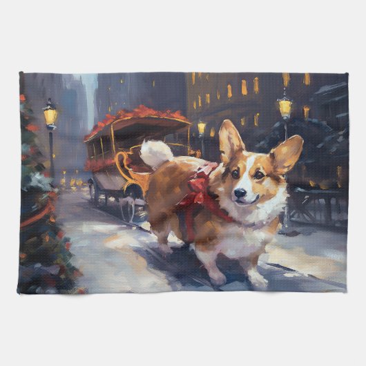 Corgi Weihnachtssaison Geschirrtuch (Horizontal)
