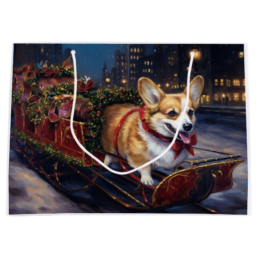Corgi Weihnachtssaison Große Geschenktüte (Vorderseite)