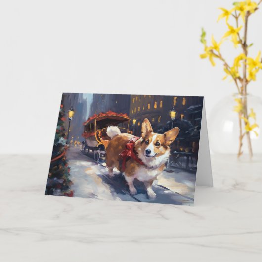 Corgi Weihnachtssaison Karte (Gelbe Blume)