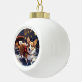 Corgi Weihnachtssaison Keramik Kugel-Ornament (Rechts)