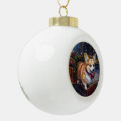 Corgi Weihnachtssaison Keramik Kugel-Ornament (Links)