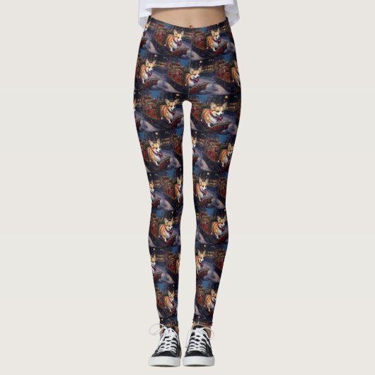 Corgi Weihnachtssaison Leggings (Vorderseite)