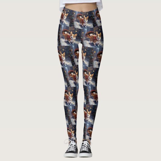 Corgi Weihnachtssaison Leggings (Vorderseite)
