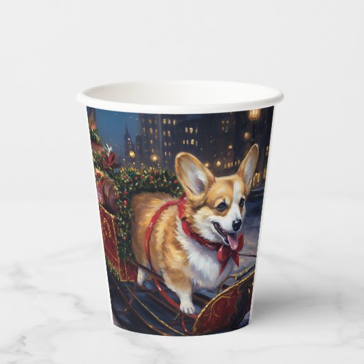 Corgi Weihnachtssaison Pappbecher (Vorderseite)