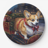 Corgi Weihnachtssaison Pappteller (Vorderseite)