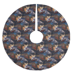Corgi Weihnachtssaison Polyester Weihnachtsbaumdecke
