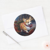Corgi Weihnachtssaison Runder Aufkleber (Umschlag)