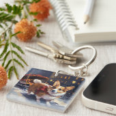 Corgi Weihnachtssaison Schlüsselanhänger (Vorderseite rechts)