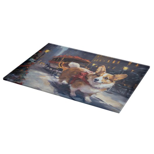 Corgi Weihnachtssaison Schneidebrett (Ecke)