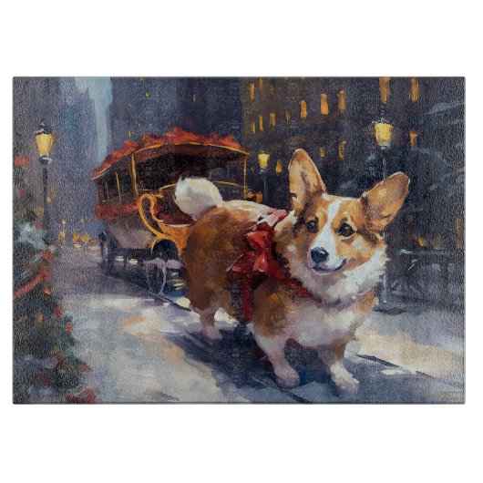 Corgi Weihnachtssaison Schneidebrett (Vorderseite)