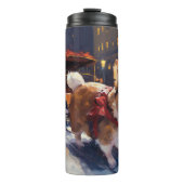 Corgi Weihnachtssaison Thermosbecher (Vorderseite)