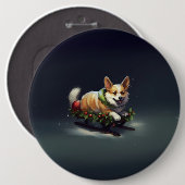 Corgi Weihnachtsschnee Winter Button (Vorne & Hinten)