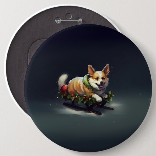 Corgi Weihnachtsschnee Winter Button (Vorne & Hinten)