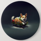 Corgi Weihnachtsschnee Winter Button (Vorderseite)