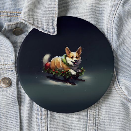 Corgi Weihnachtsschnee Winter Button (Beispiel)
