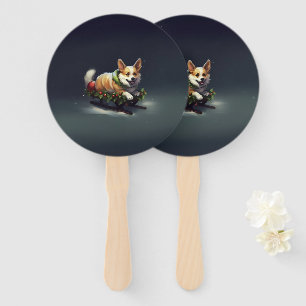 Corgi Weihnachtsschnee Winter Fächer
