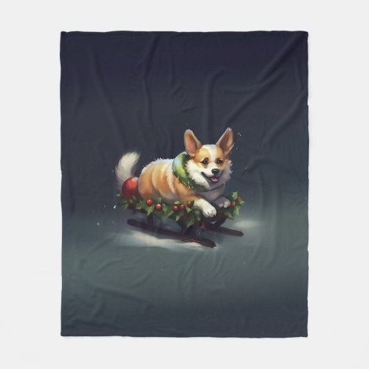 Corgi Weihnachtsschnee Winter Fleecedecke (Vorderseite)