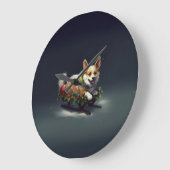 Corgi Weihnachtsschnee Winter Große Wanduhr (Winkel)