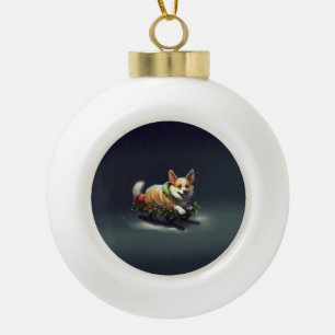 Corgi Weihnachtsschnee Winter Keramik Kugel-Ornament