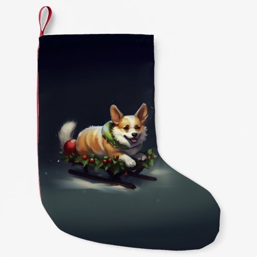 Corgi Weihnachtsschnee Winter Kleiner Weihnachtsstrumpf (Vorderseite)
