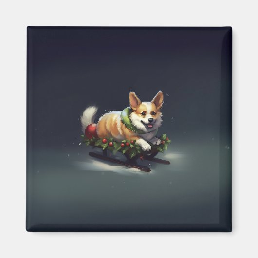 Corgi Weihnachtsschnee Winter Magnet (Vorne)