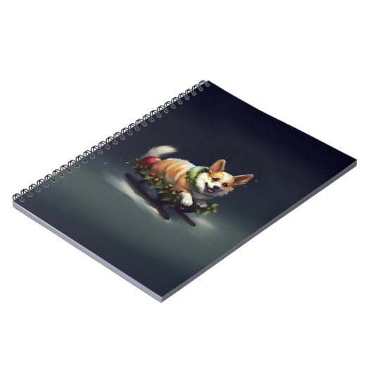 Corgi Weihnachtsschnee Winter Notizblock (Linke Seite)