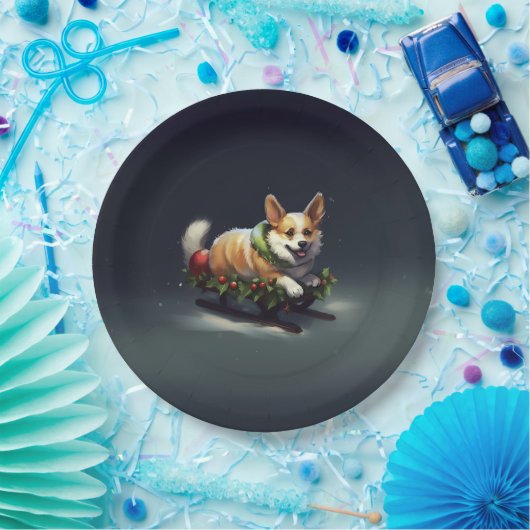 Corgi Weihnachtsschnee Winter Pappteller (Party)
