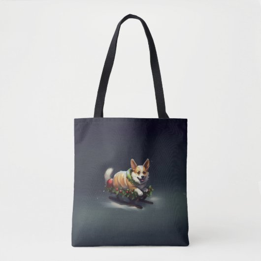 Corgi Weihnachtsschnee Winter Tasche (Vorderseite)