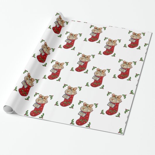 Corgi-WeihnachtsStrumpf-Verpackungs-Papier Geschenkpapier (Ungerollt)