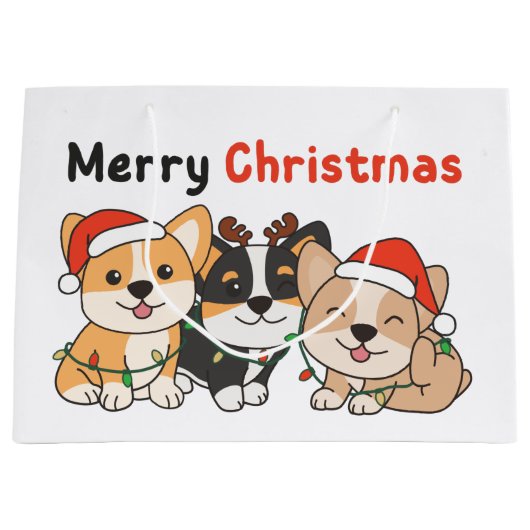 Corgi Weihnachtstiere Niedliche Hunde Frohe Weihna Große Geschenktüte (Vorderseite)
