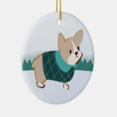 Corgi-Weihnachtsverzierung Keramikornament (Rechts)