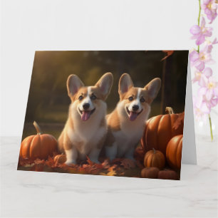 Corgi Welpe Herbstfreude Kürbis  Karte