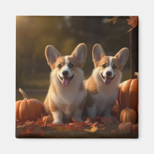 Corgi Welpe Herbstfreude Kürbis Magnet