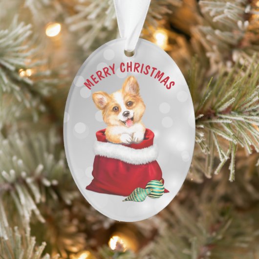 Corgi Welpe Hund Geschenk Überraschung Ornament (Baum)