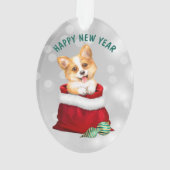 Corgi Welpe Hund Geschenk Überraschung Ornament (Rückseite)