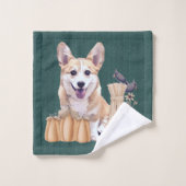Corgi-Welpe im Herbst Badhandtuch Set (Waschlappen)